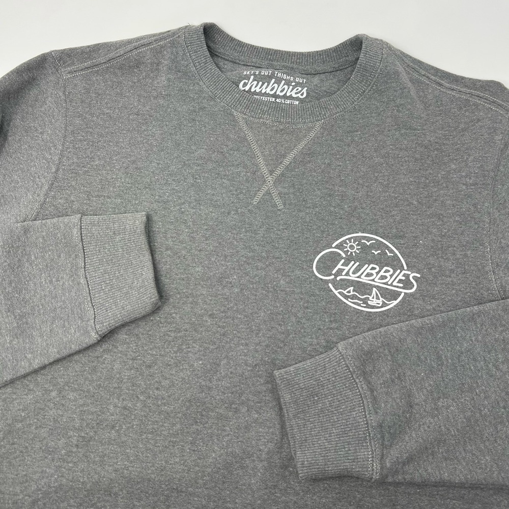 Chubbies Logo Crewneck Pullover Sweatshirt Gray Mens‎ Size Medium